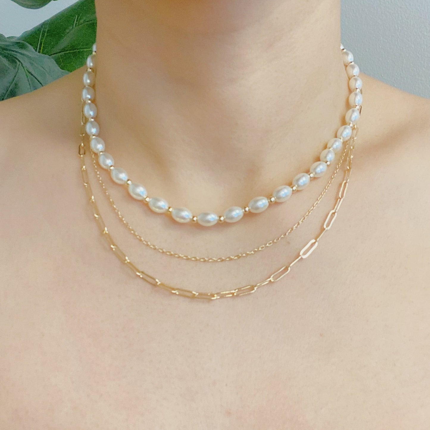 Layered Pearl And Chain Necklace by Ellisonyoung.com