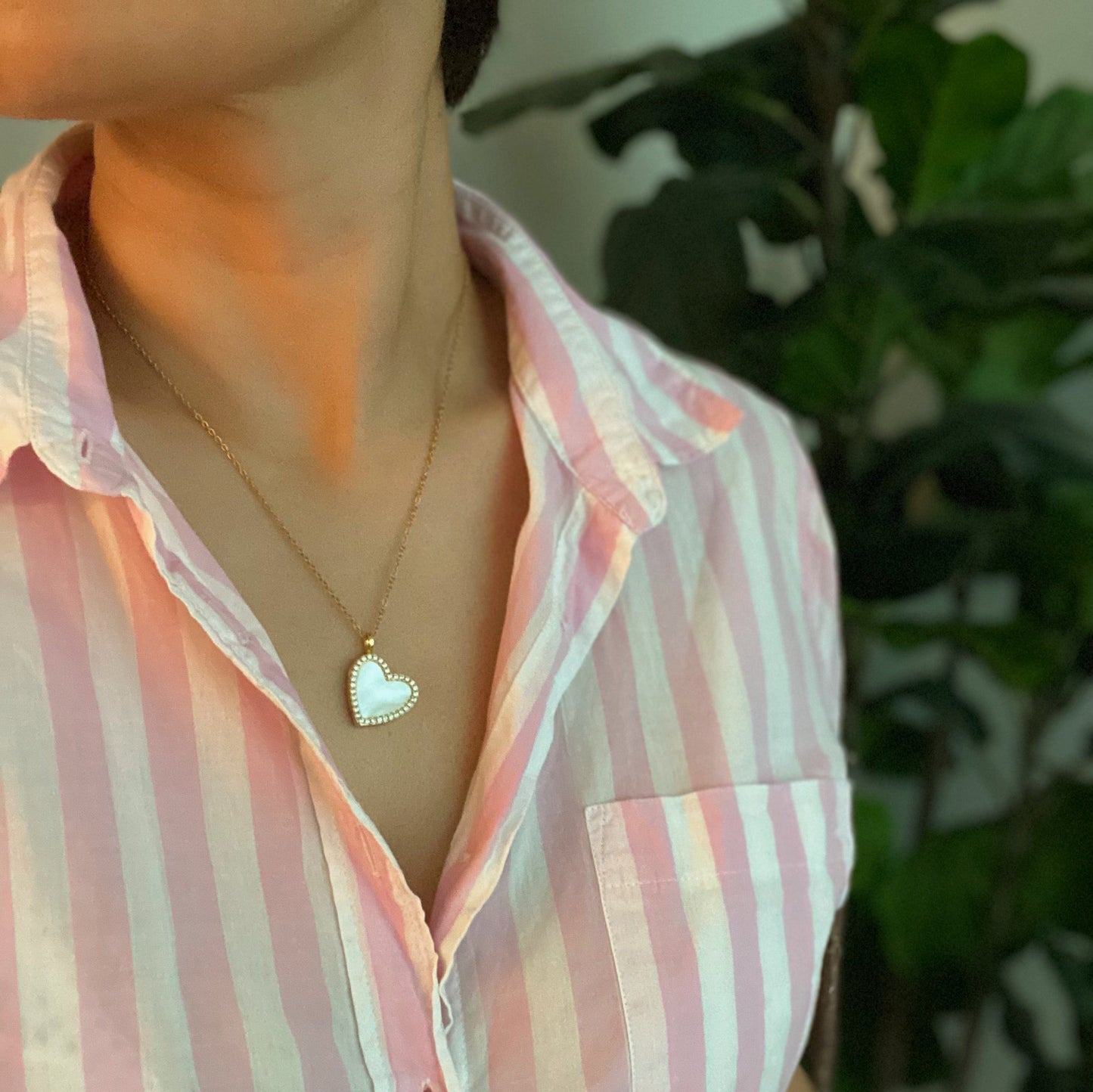 Shell Heart Locket Pendant Necklace by Ellisonyoung.com