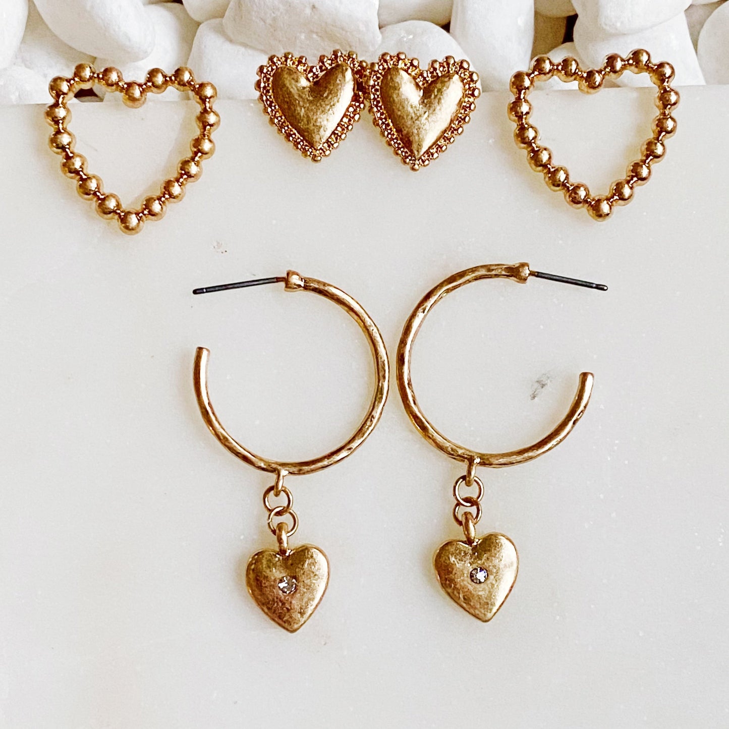 Perfect Heart Earrings Set Of 3 by Ellisonyoung.com