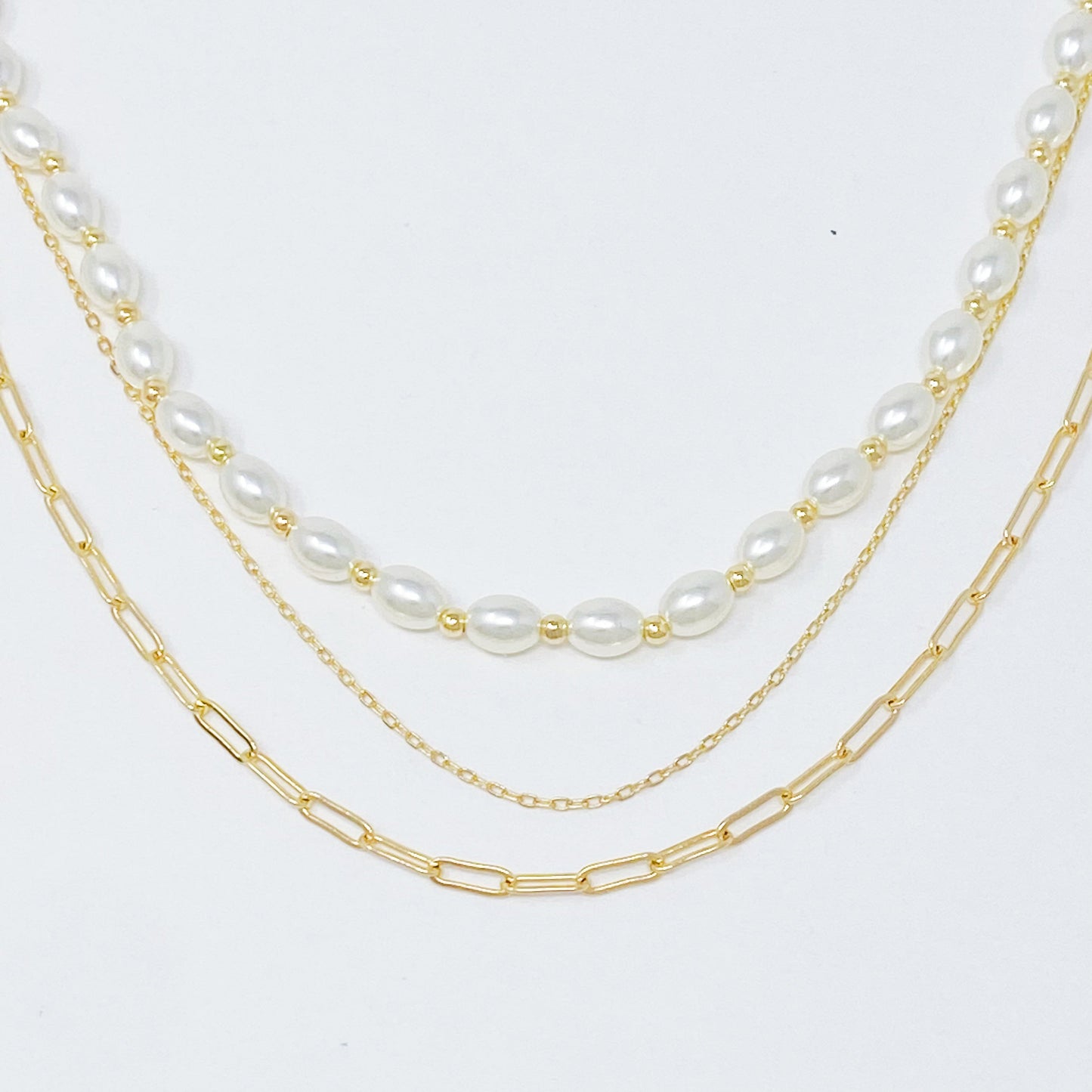 Layered Pearl And Chain Necklace by Ellisonyoung.com