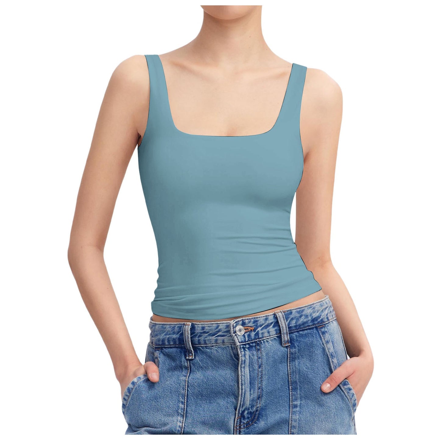 Summer Fashion Sleeveless Vest Square Collar Vest For Women