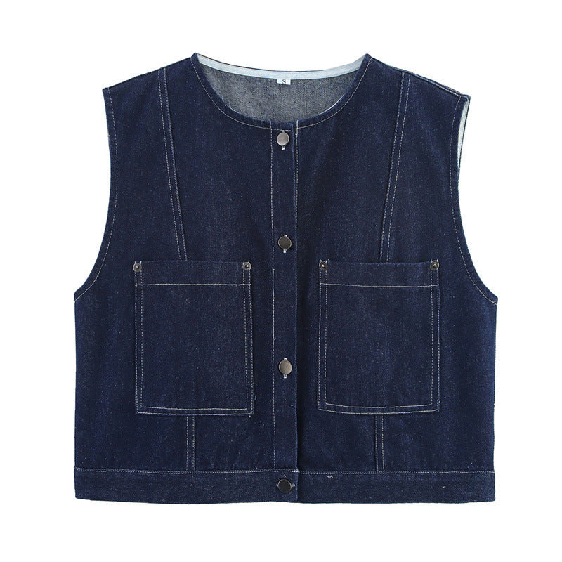 Loose Casual 2-color Denim Vest Top