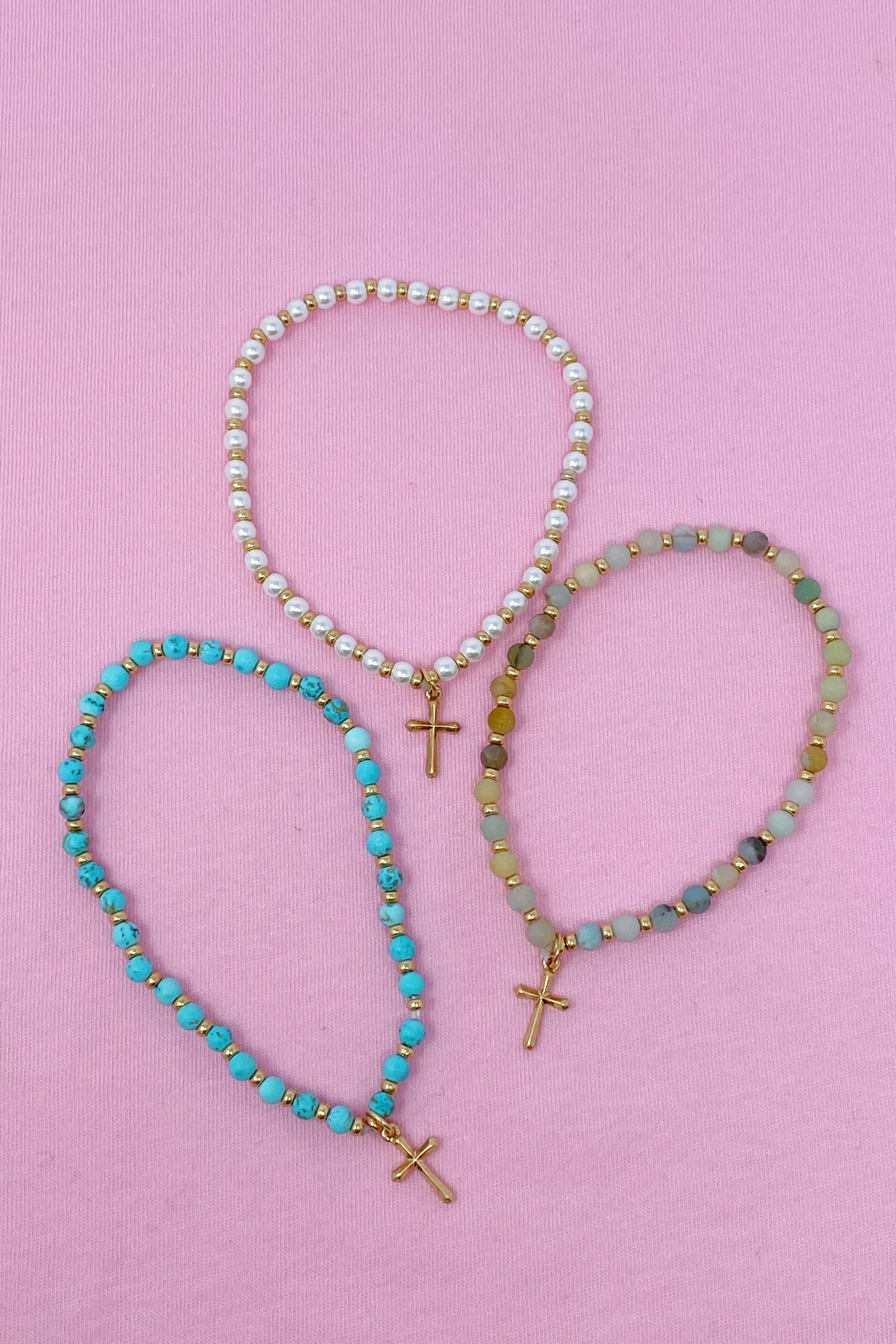 Stone Bead Cross Anklet by Ellisonyoung.com