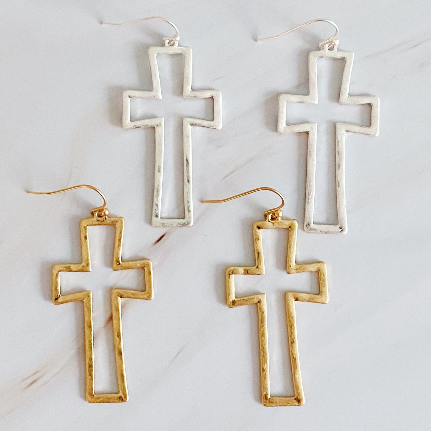 Dangle Cross Outlined Earrings by Ellisonyoung.com
