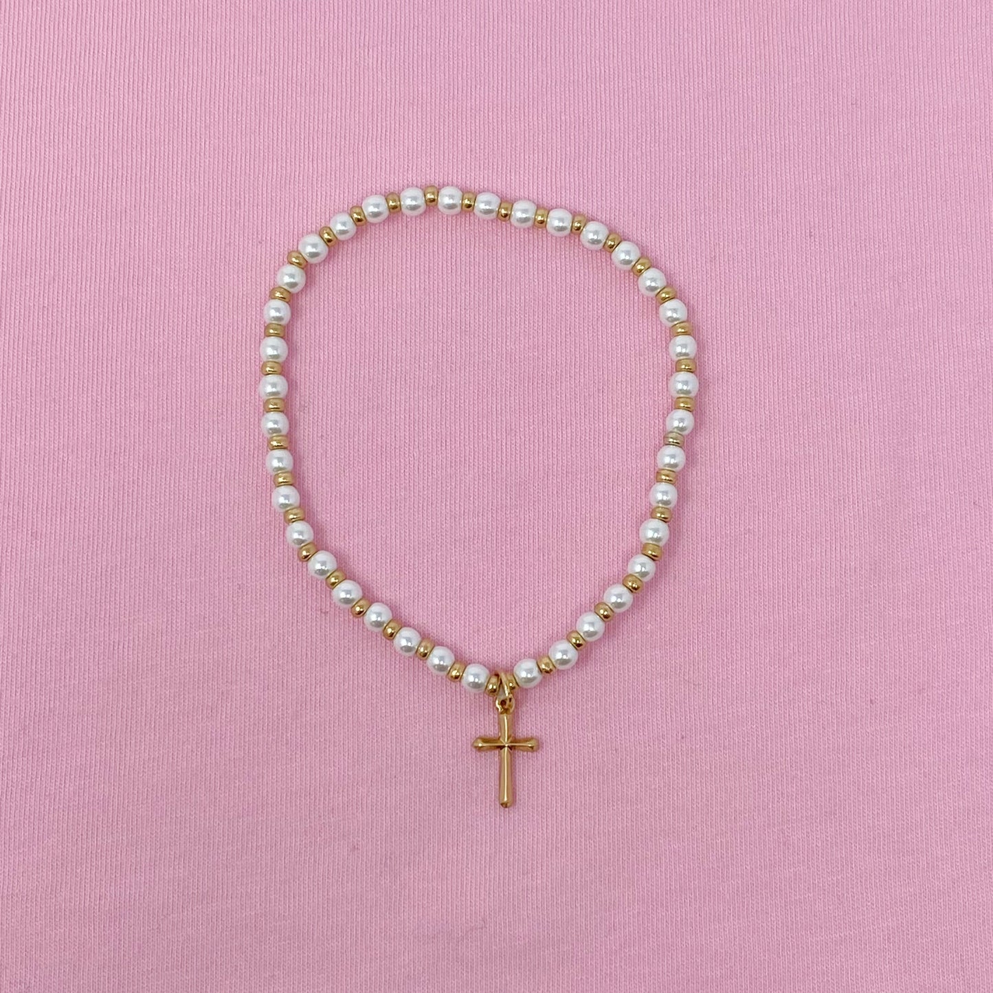 Stone Bead Cross Anklet by Ellisonyoung.com