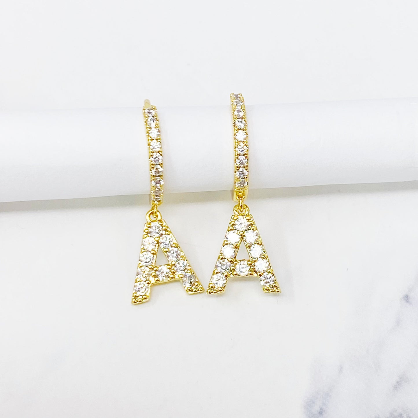 Crystal Initial Drop Earrings by Ellisonyoung.com