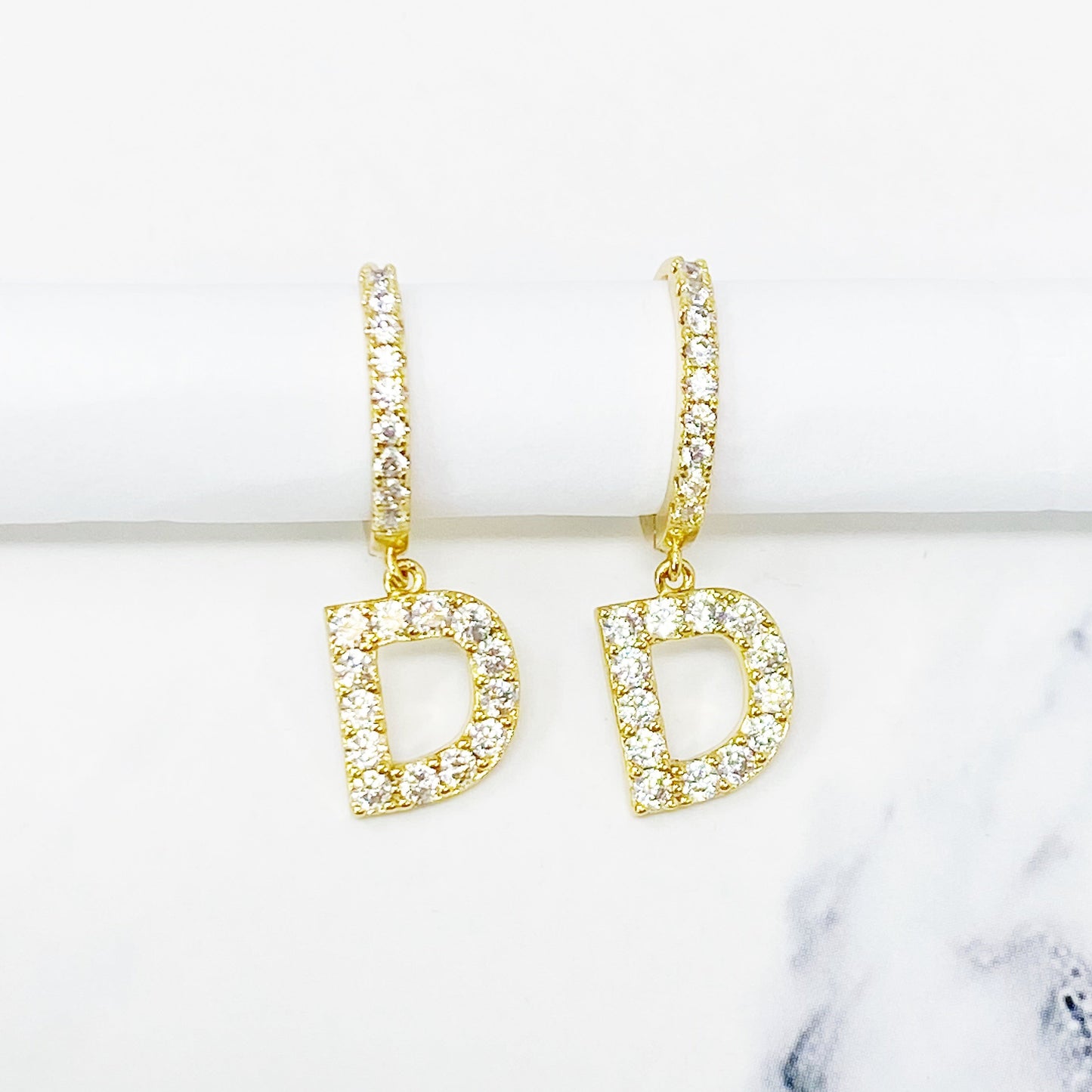 Crystal Initial Drop Earrings by Ellisonyoung.com