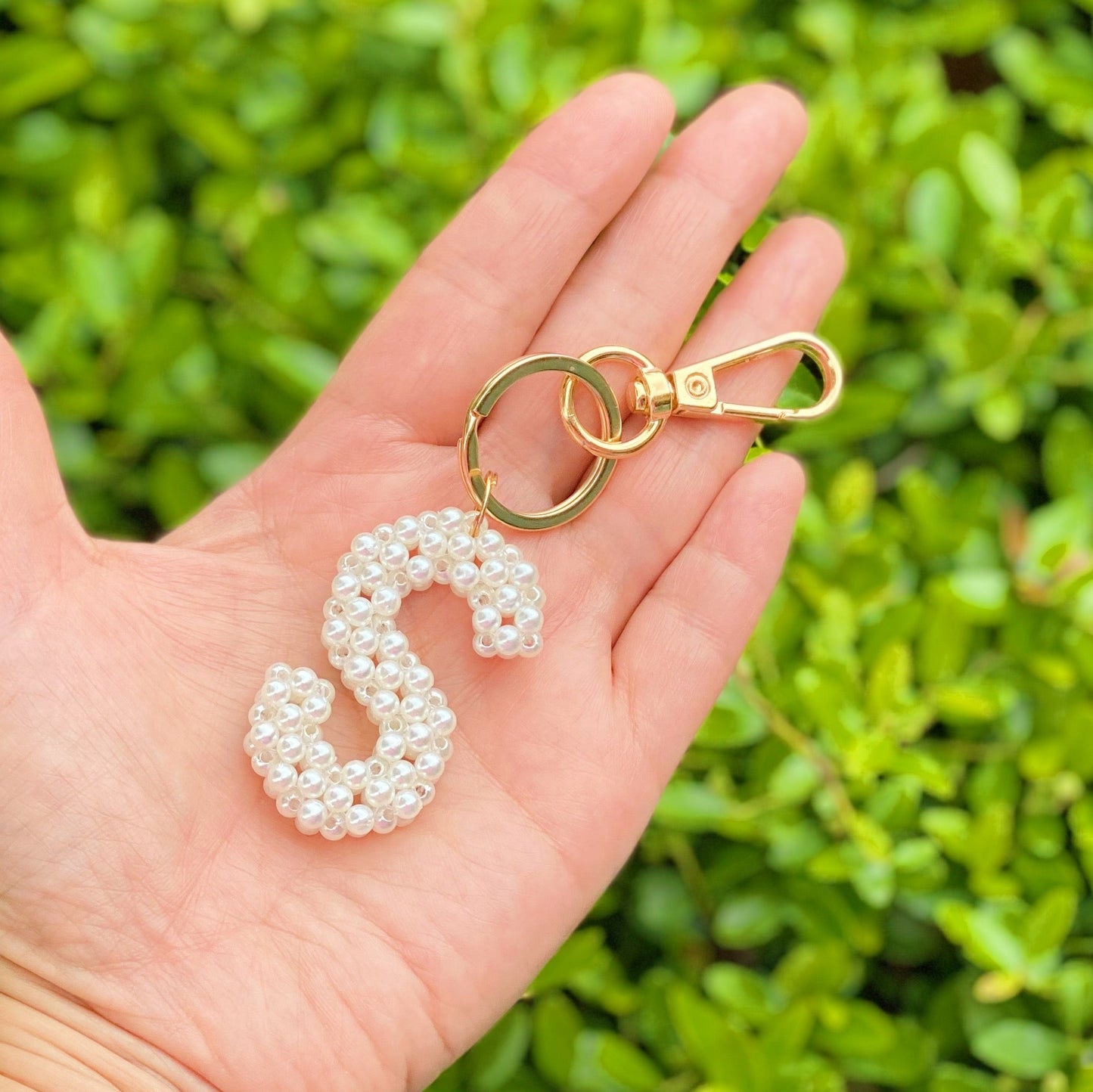 Hand Knitted Retro Pearl Initial Key Chain by Ellisonyoung.com