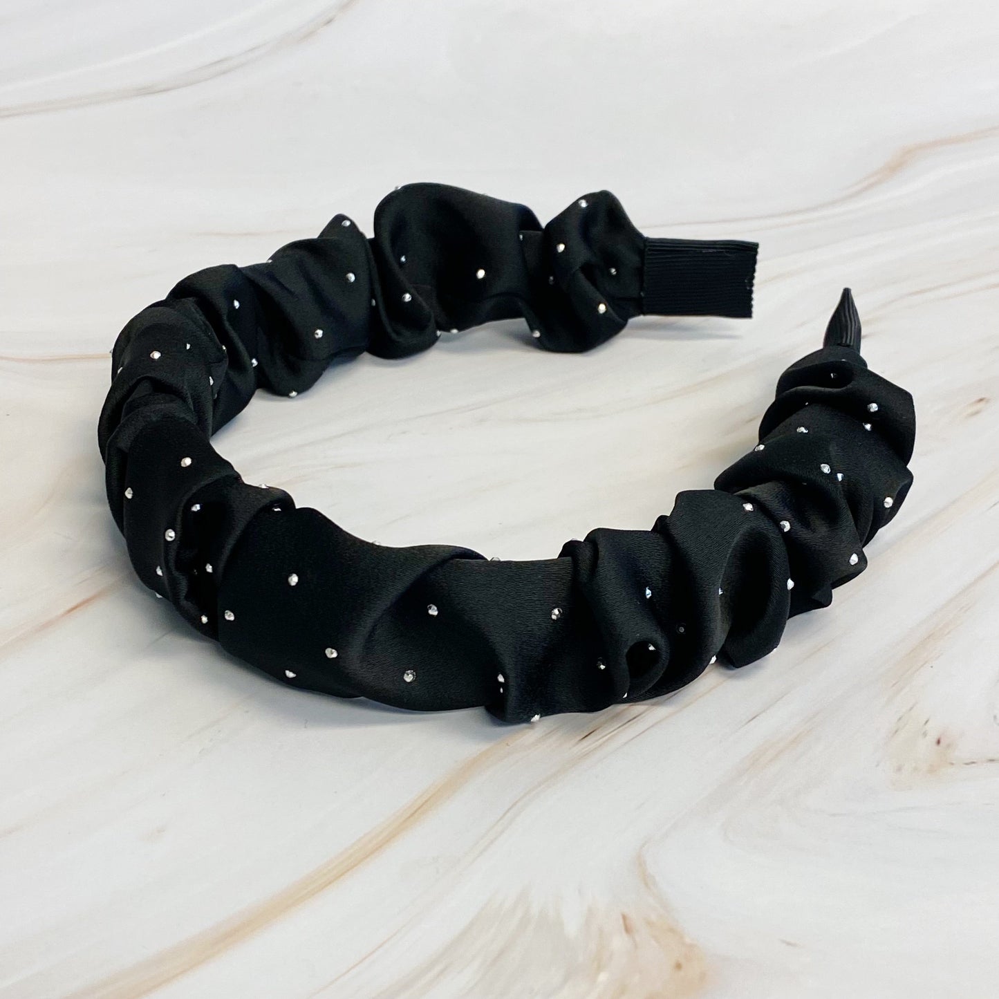 Scrunched Satin Jewel Dotted Headband by Ellisonyoung.com