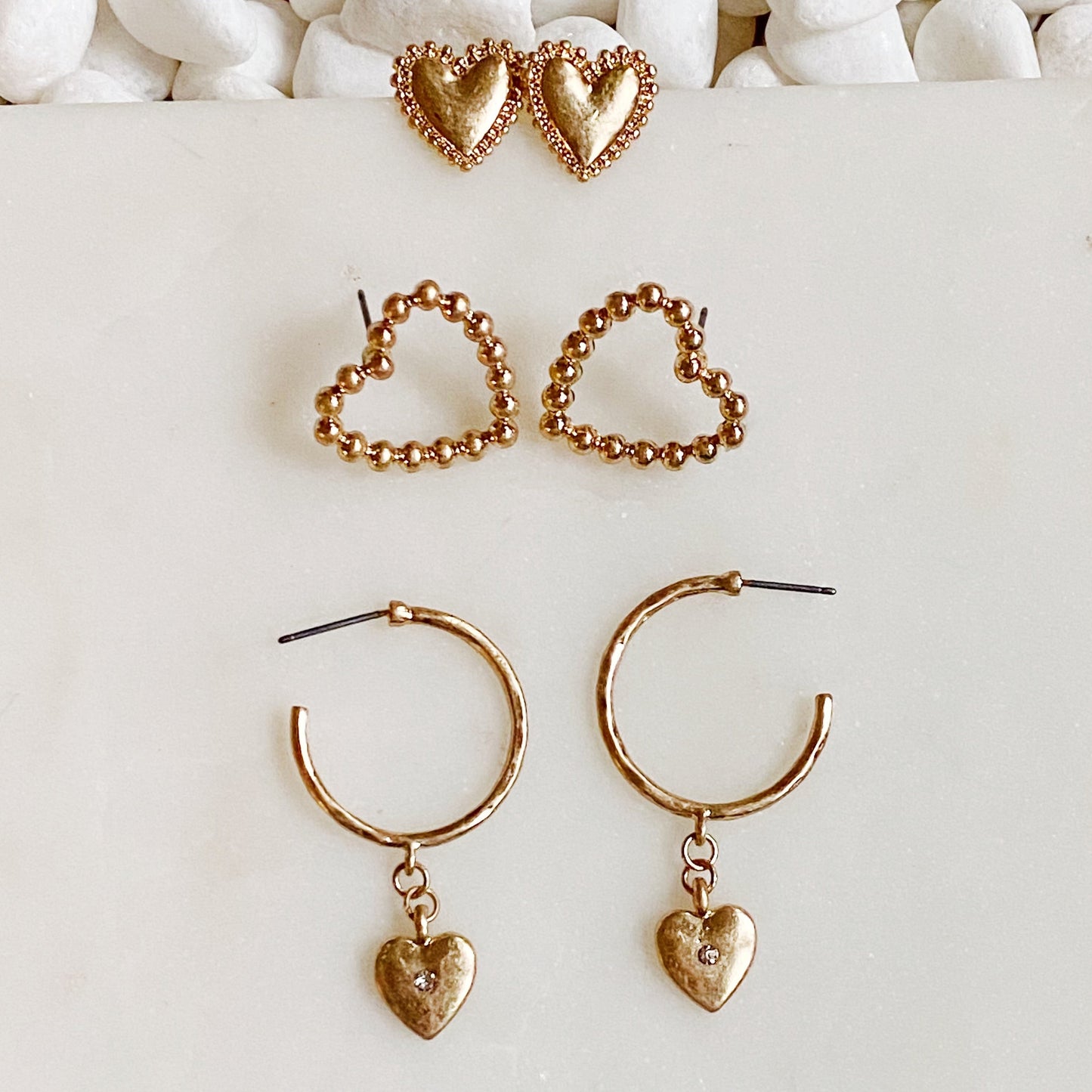 Perfect Heart Earrings Set Of 3 by Ellisonyoung.com