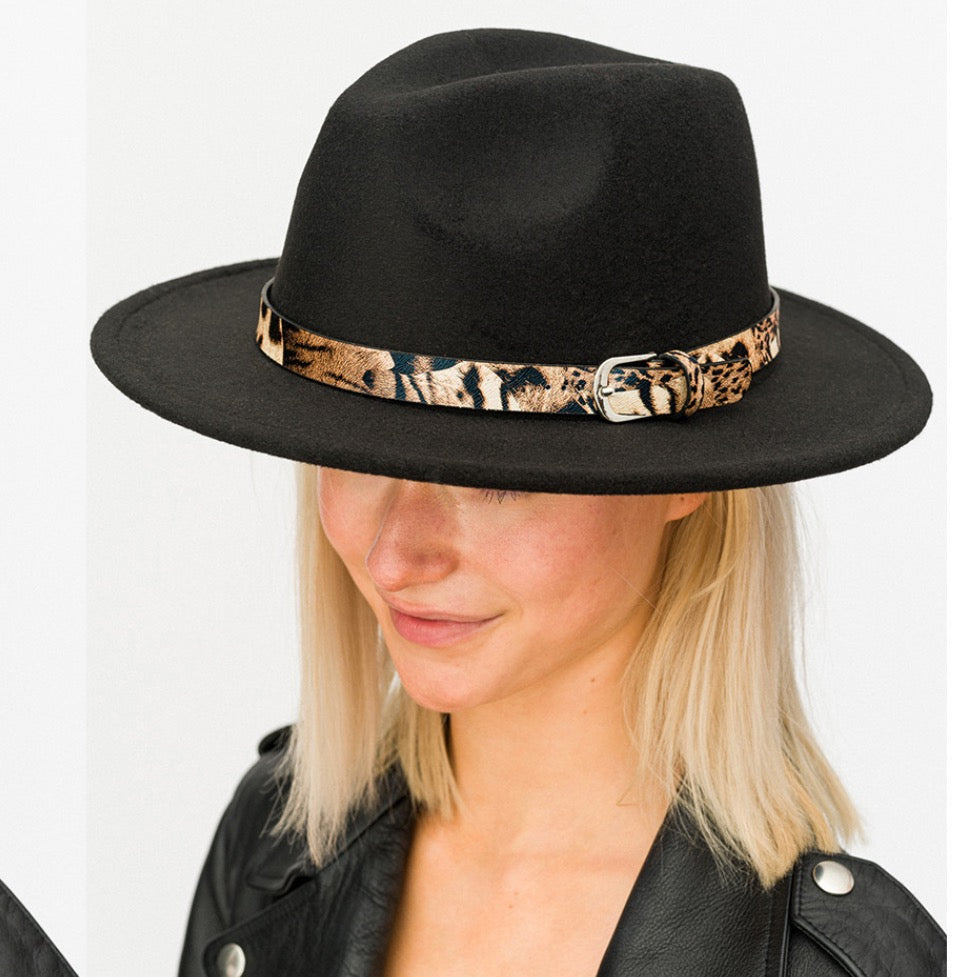 Leopard Band Fedora Hat by Ellisonyoung.com