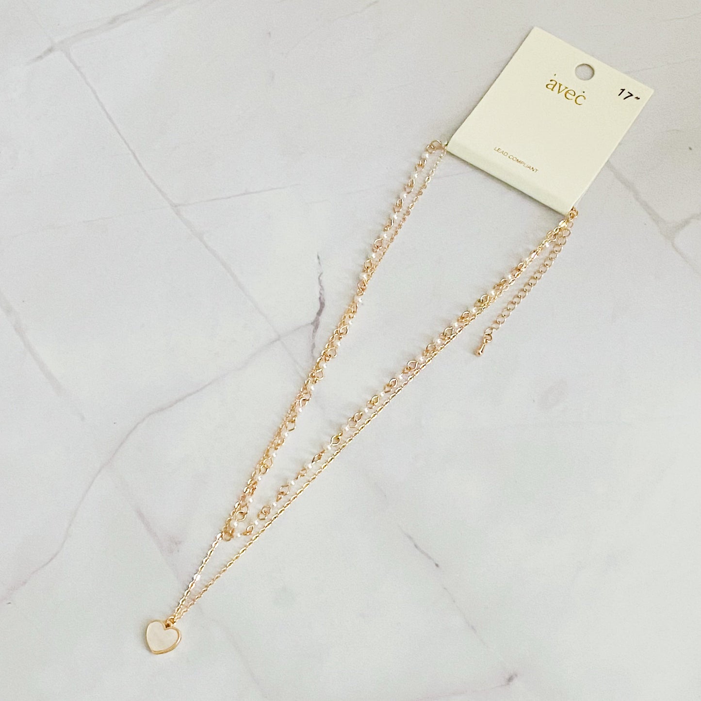 Layered Pearl Chain Heart Necklace by Ellisonyoung.com