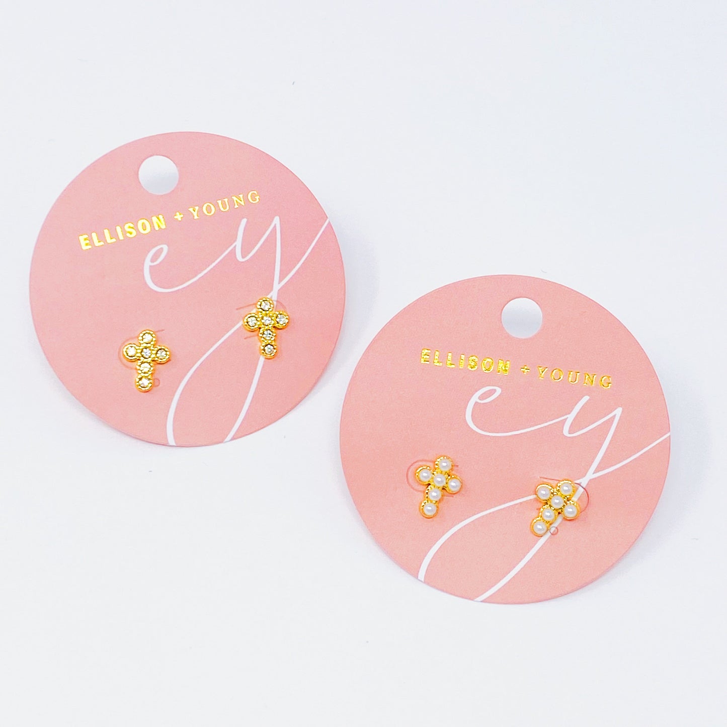 Dainty Cross Stud Earrings by Ellisonyoung.com