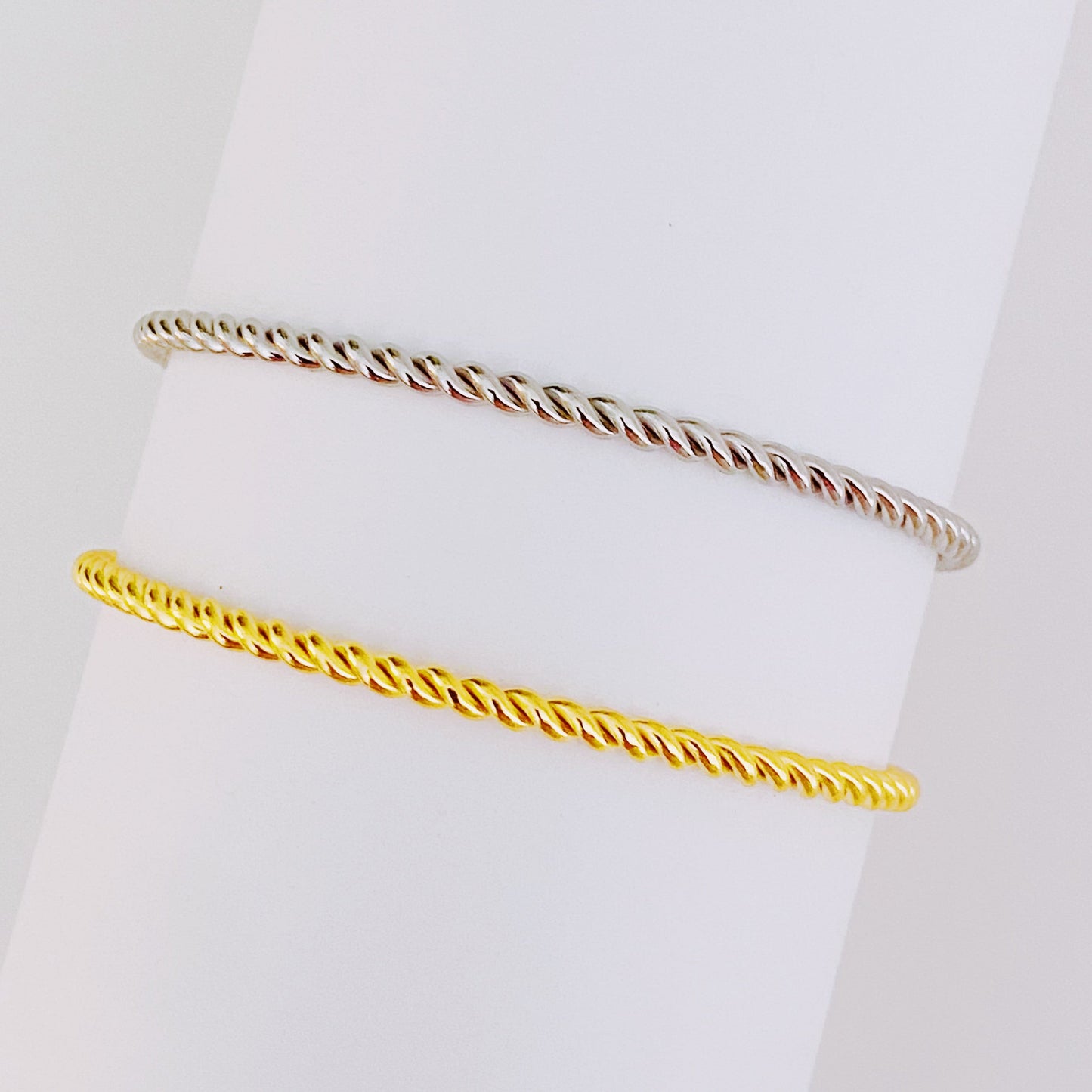 Slim And Cabled Open Bangle Bracelet by Ellisonyoung.com