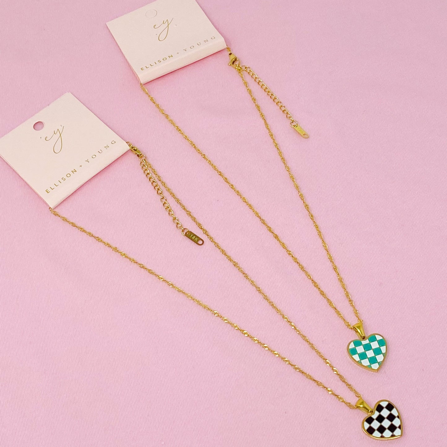 Checkered Heart Necklace by Ellisonyoung.com