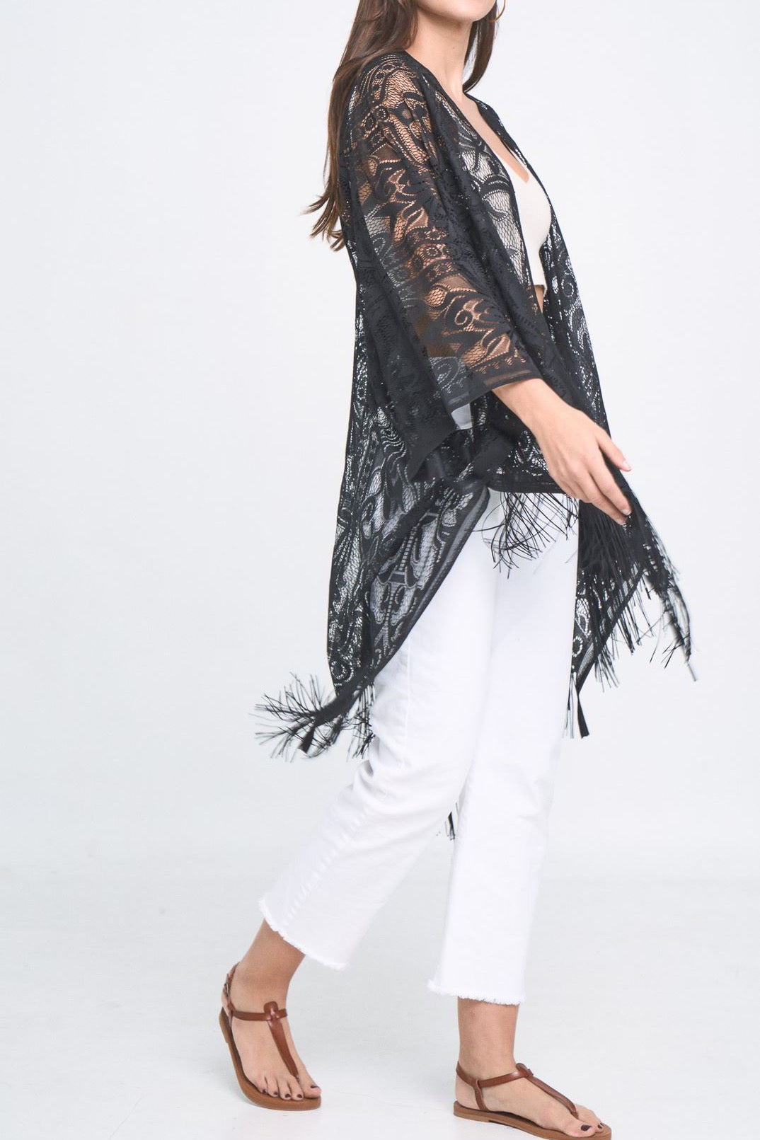 Elegant Lace Fringed Kimono by Ellisonyoung.com