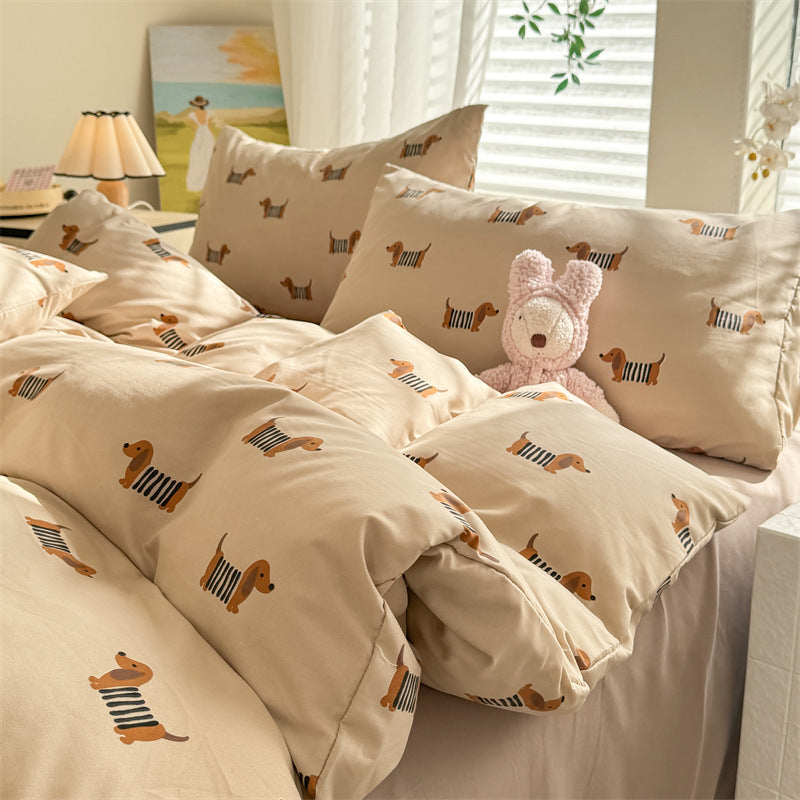 Super Soft Glutinous Clouds Cotton Four-piece Set Washed