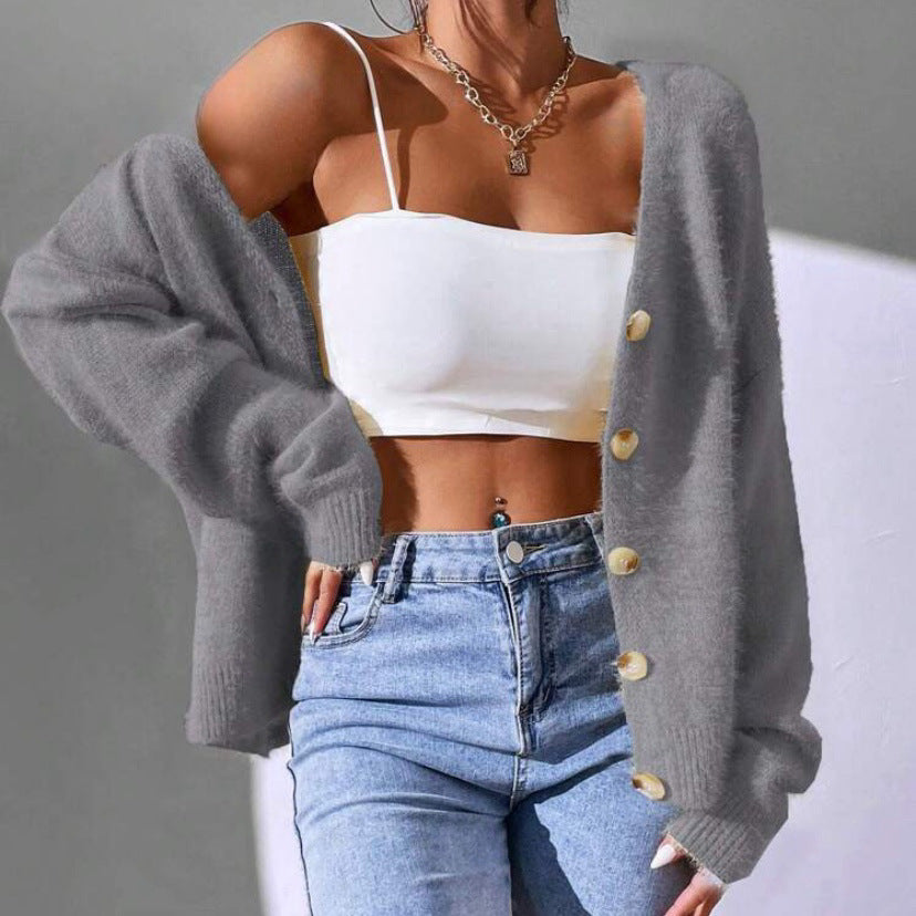 Imitation Mink Knitted Cardigan European And American Style Ladies