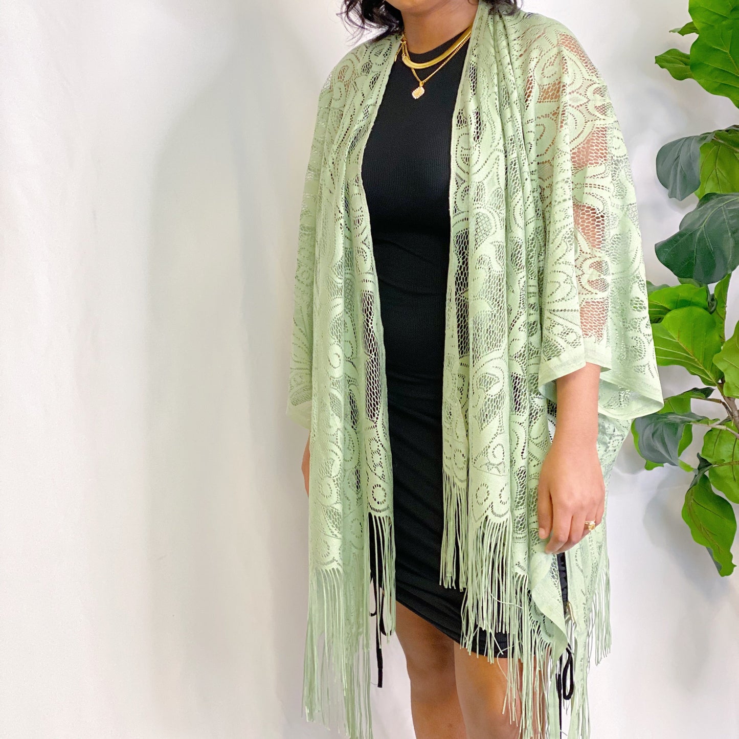 Elegant Lace Fringed Kimono by Ellisonyoung.com
