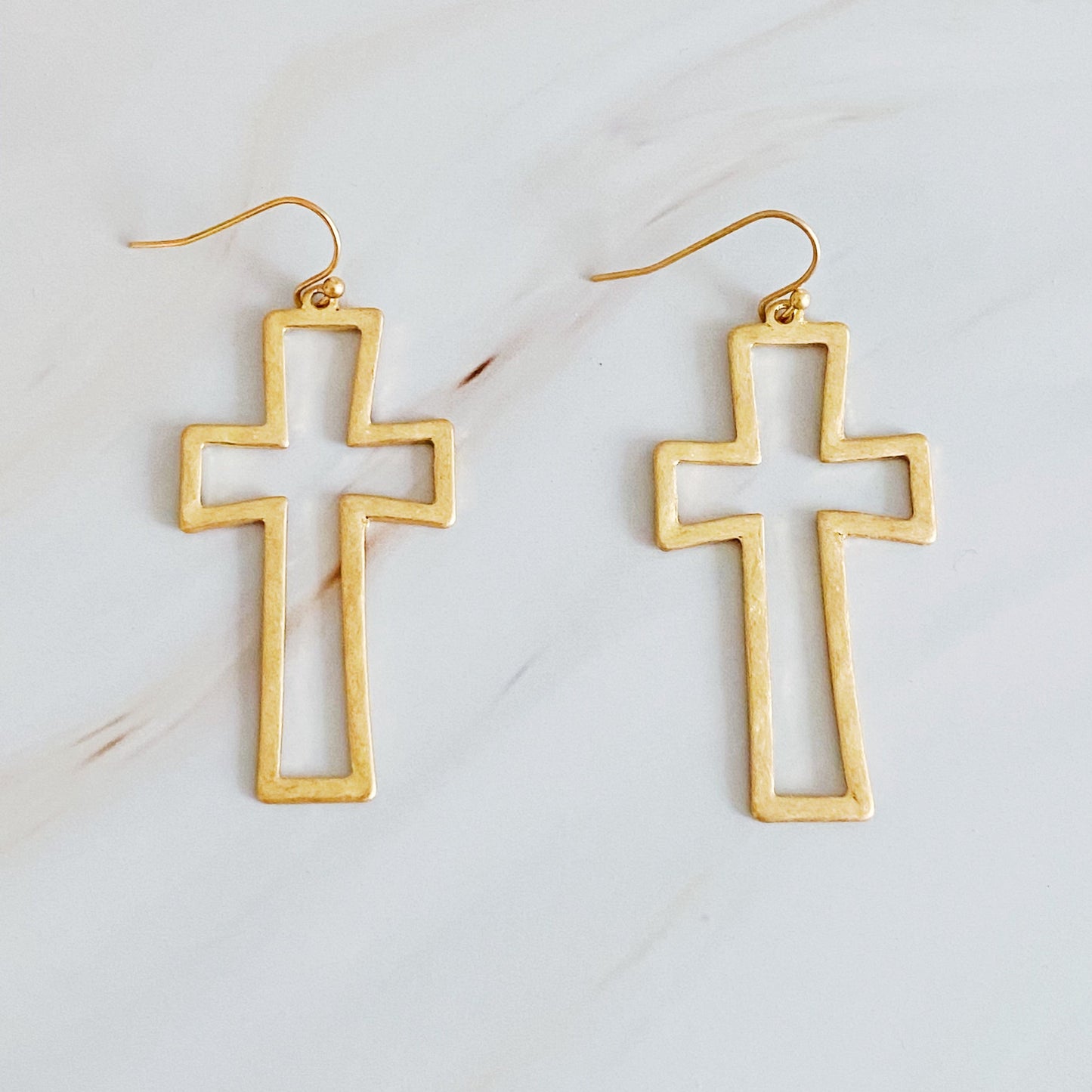 Dangle Cross Outlined Earrings by Ellisonyoung.com