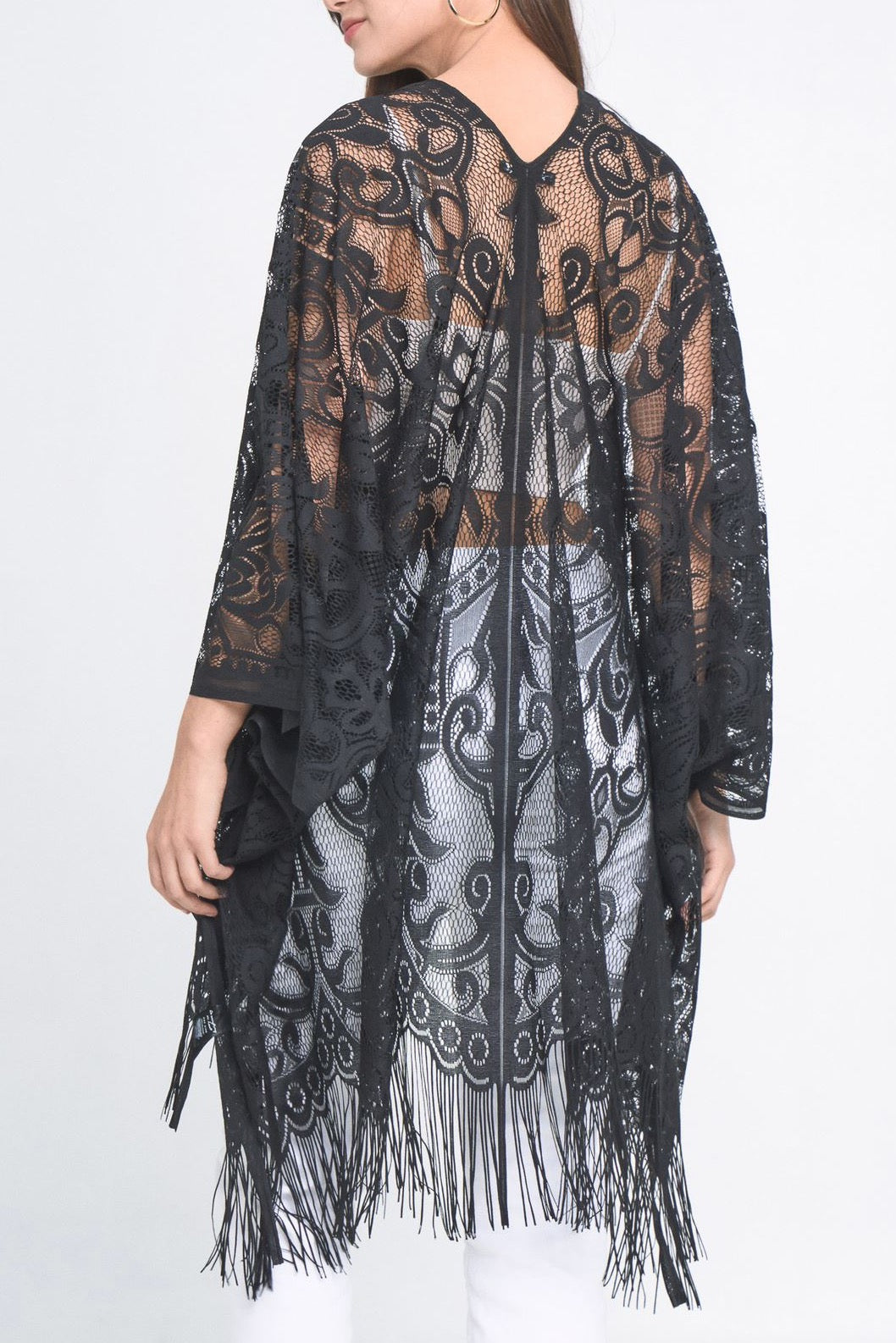 Elegant Lace Fringed Kimono by Ellisonyoung.com