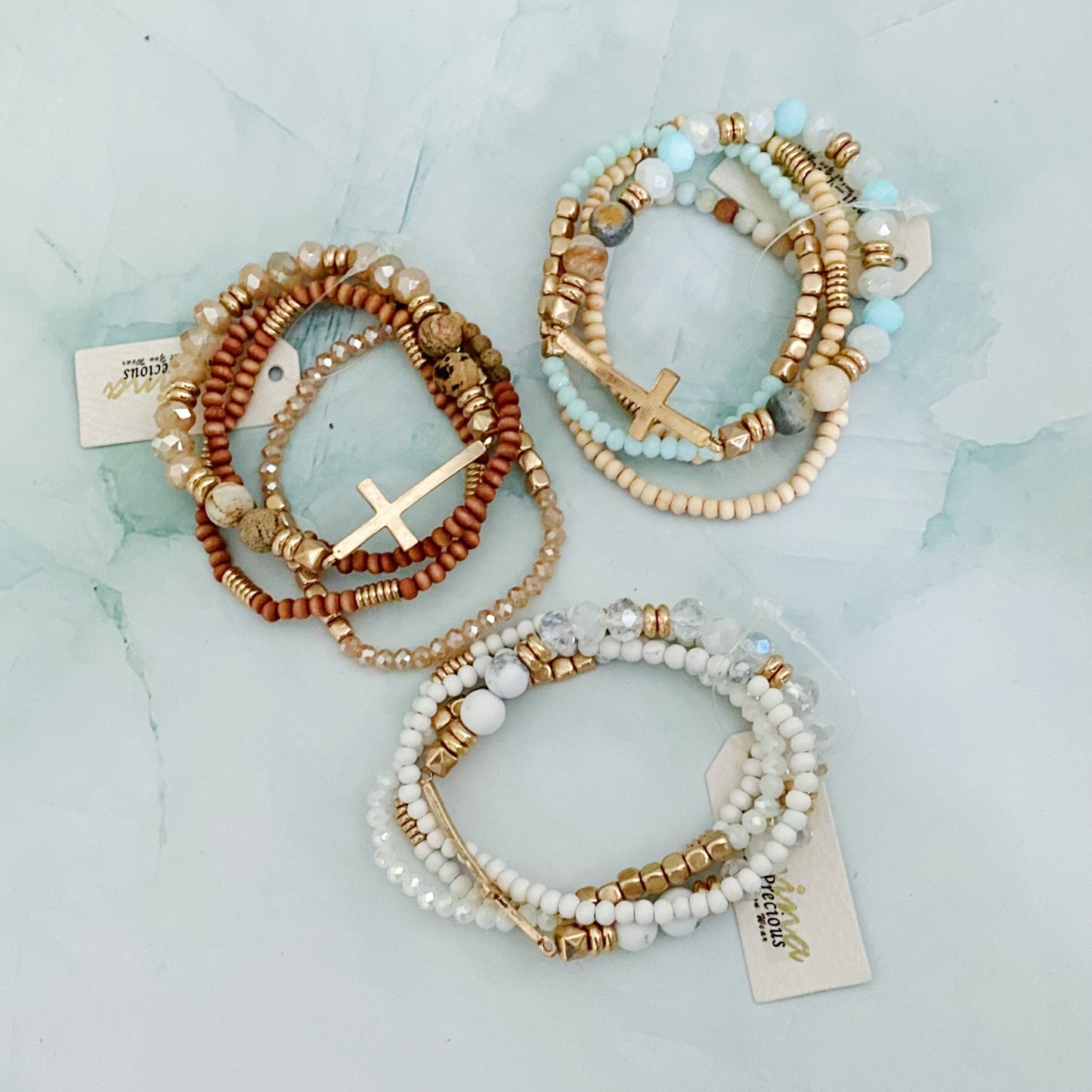 Set Of 4, Stone And Wooden Beads Bracelet by Ellisonyoung.com