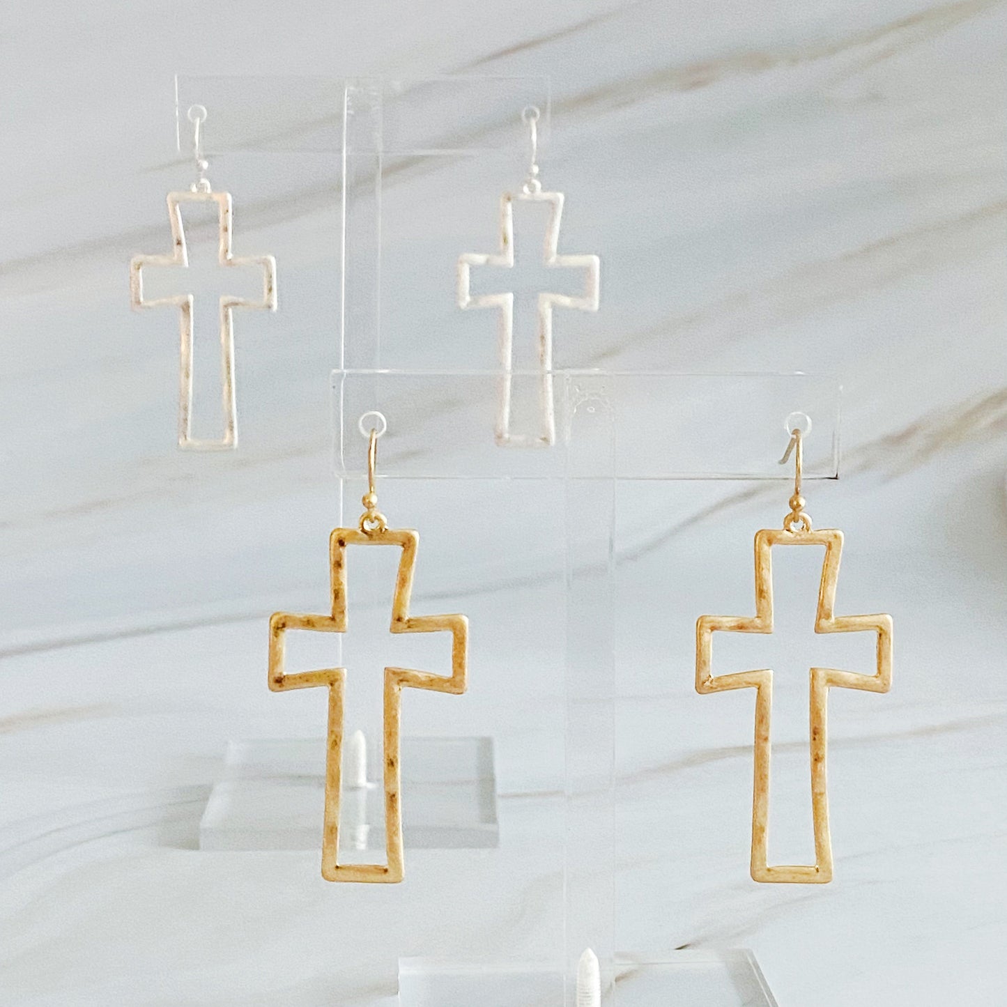 Dangle Cross Outlined Earrings by Ellisonyoung.com