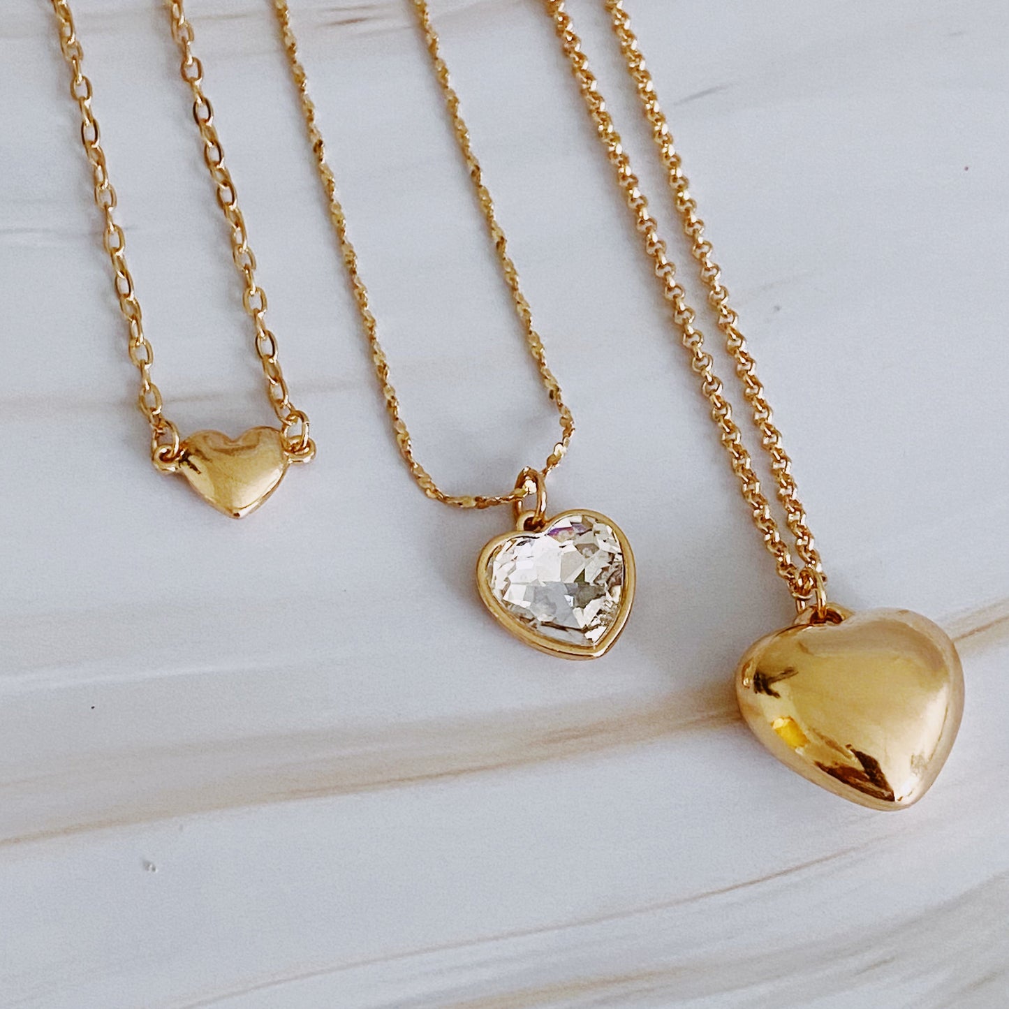 Triple Heart Pendant Necklace Set Of 3 by Ellisonyoung.com