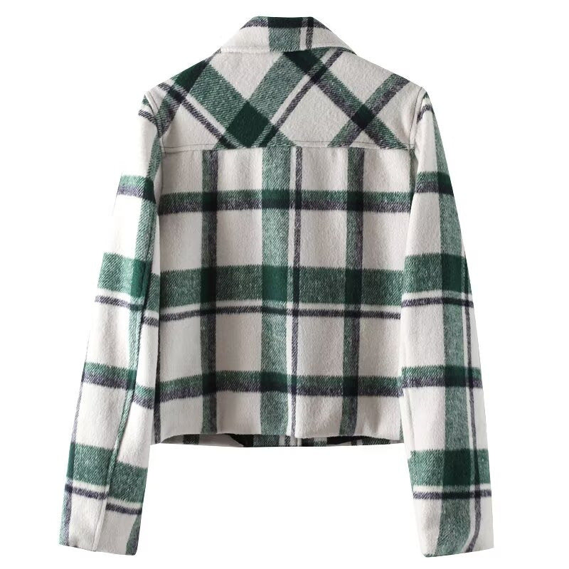 Summer European And American Style Stickers Pocket Decoration Plaid Short Coat