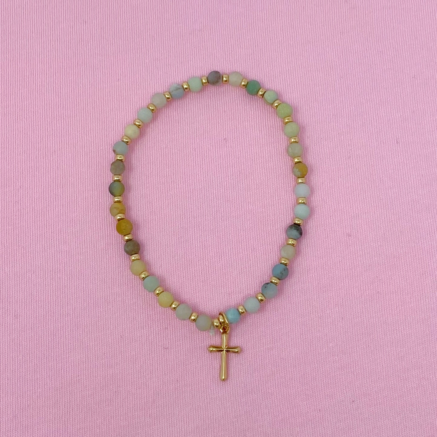 Stone Bead Cross Anklet by Ellisonyoung.com