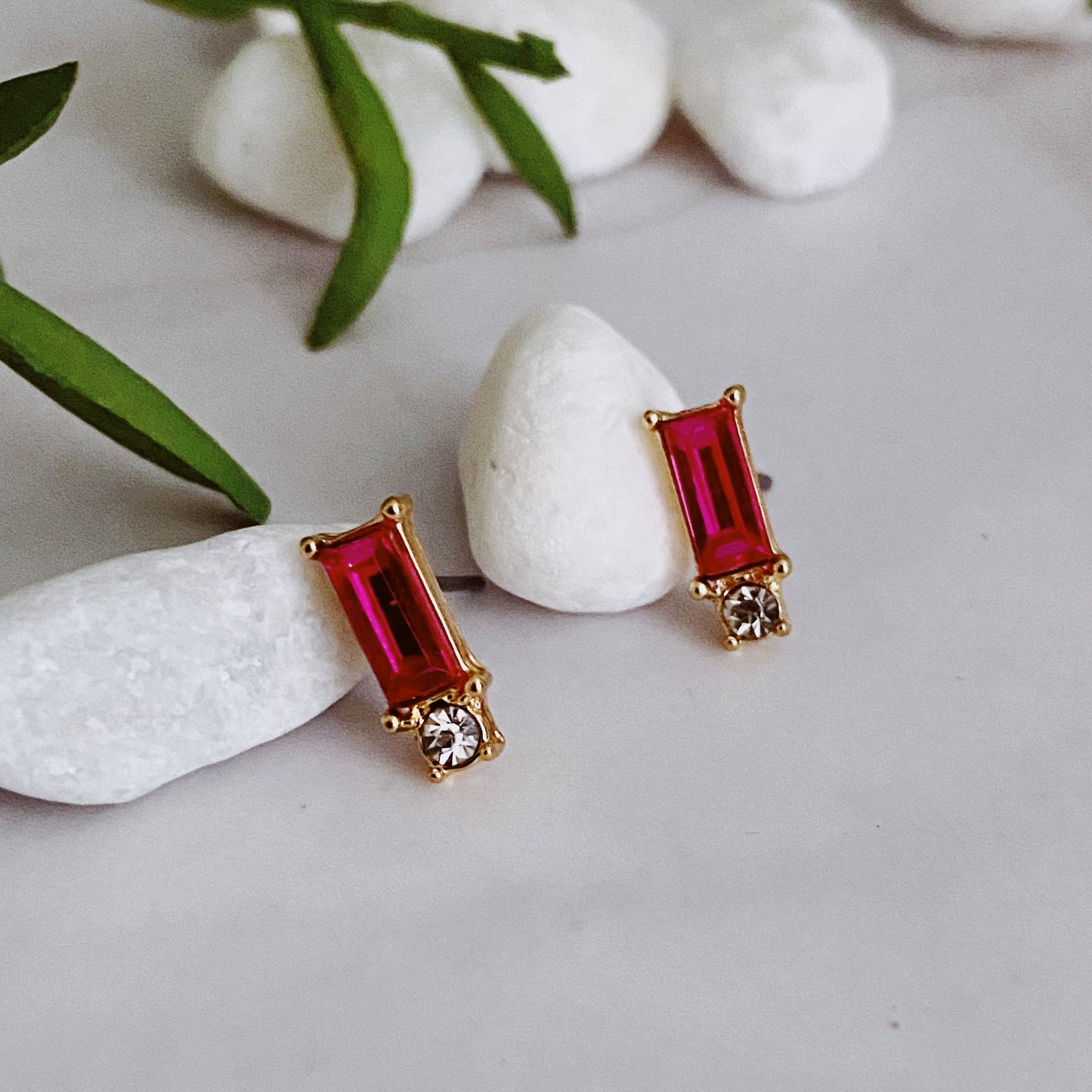 Baguette Cut Stone Stud Earrings by Ellisonyoung.com