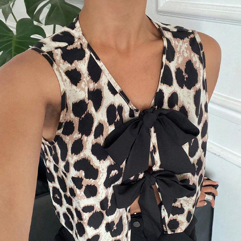 Leopard Print Vest European and American Jacket