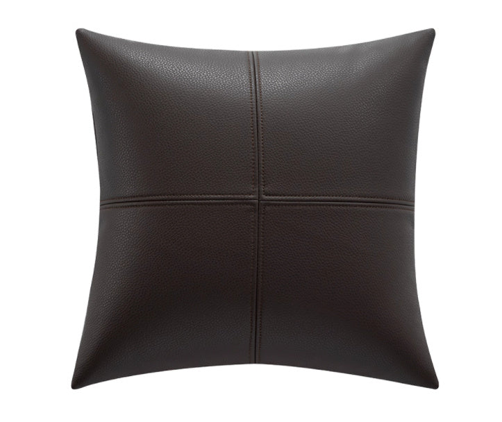 Simple Solid Color Soft Cowhide Light Luxury Leather Pillow Cover