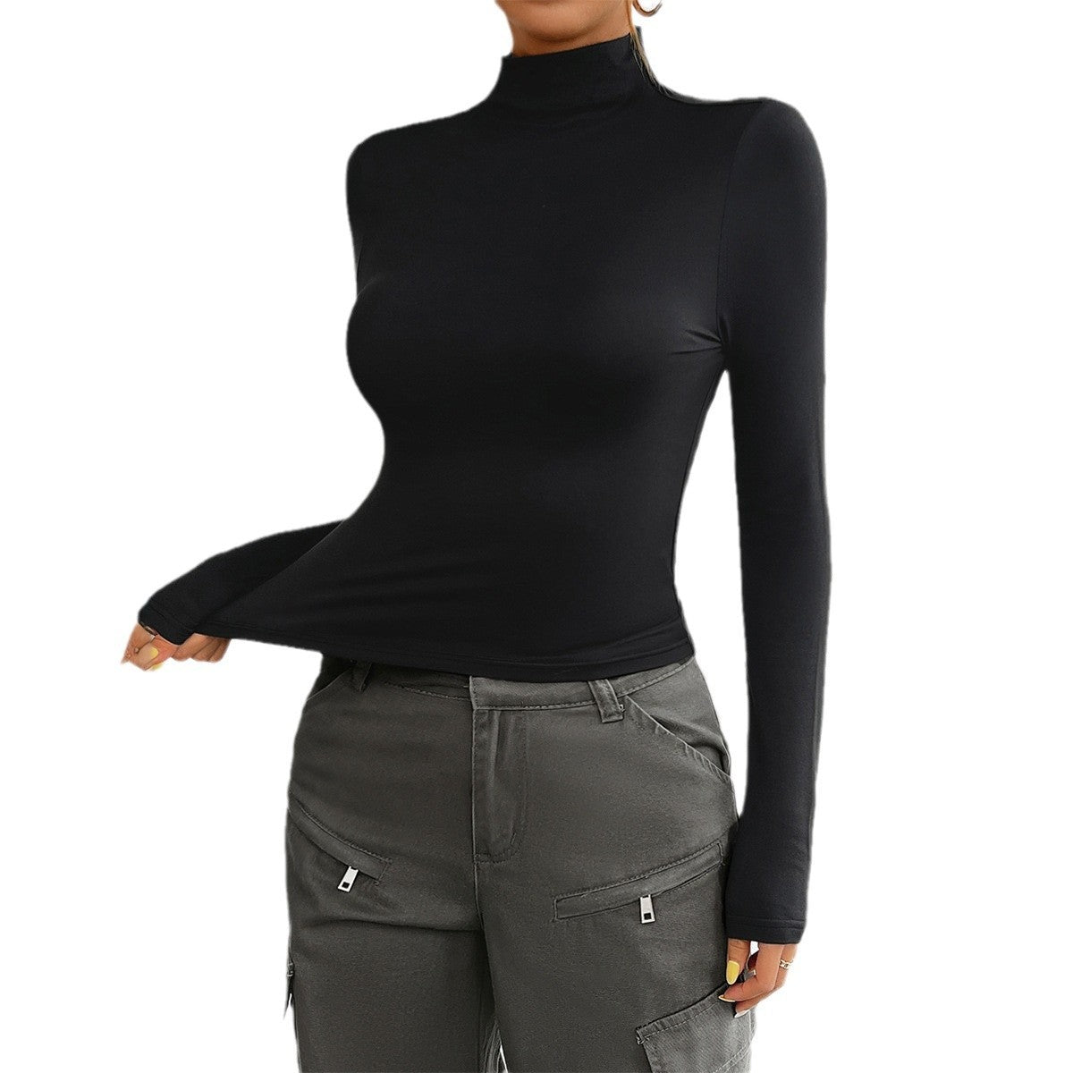 Slim Fit All-matching Base Long-sleeved Top Turtleneck T-shirt