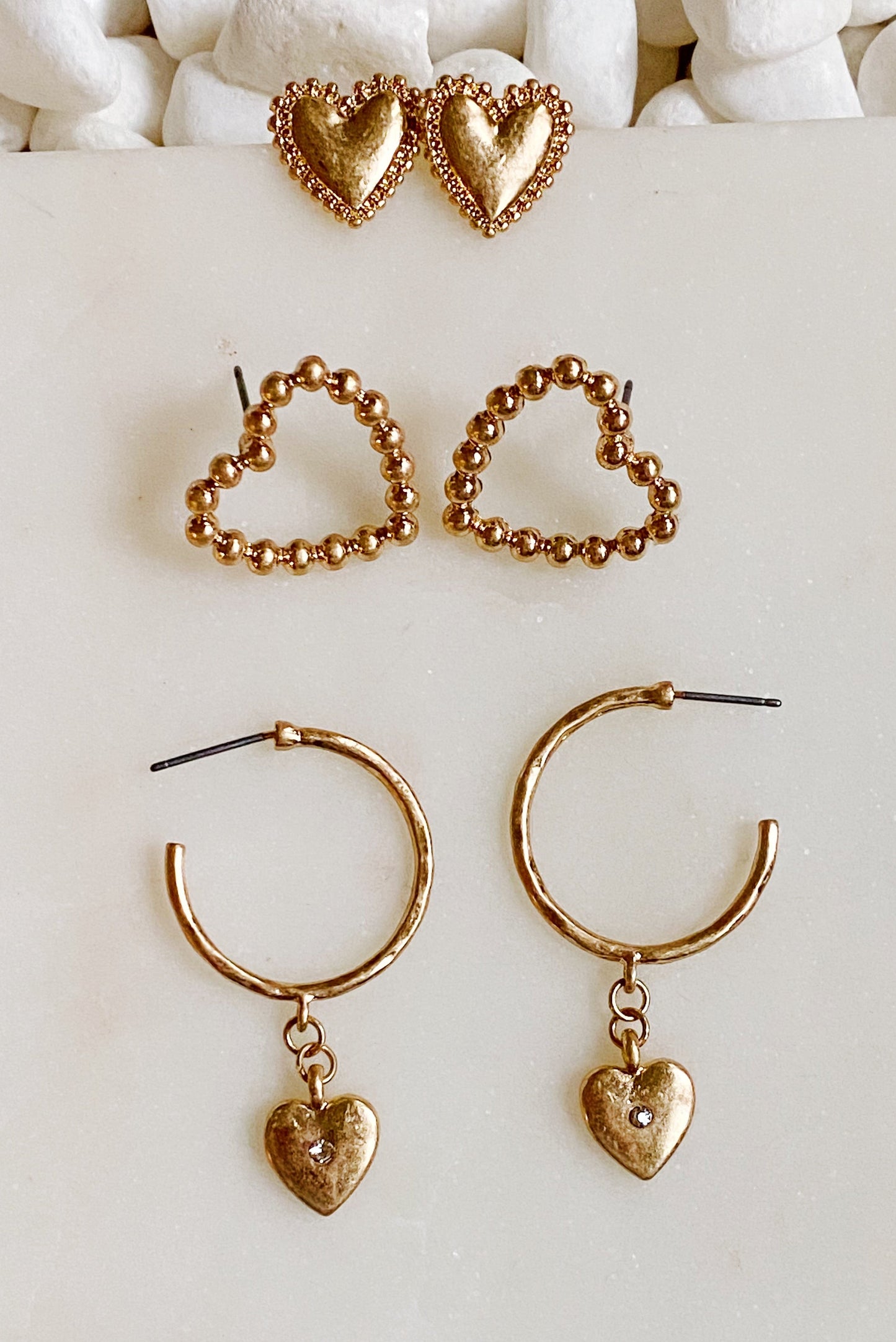 Perfect Heart Earrings Set Of 3 by Ellisonyoung.com