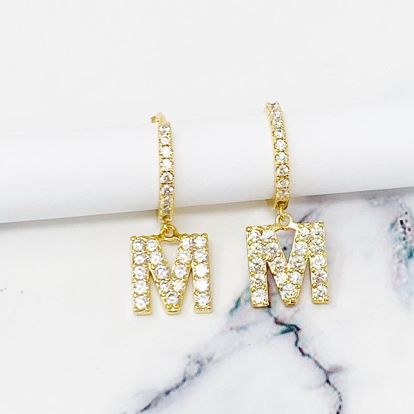 Crystal Initial Drop Earrings by Ellisonyoung.com