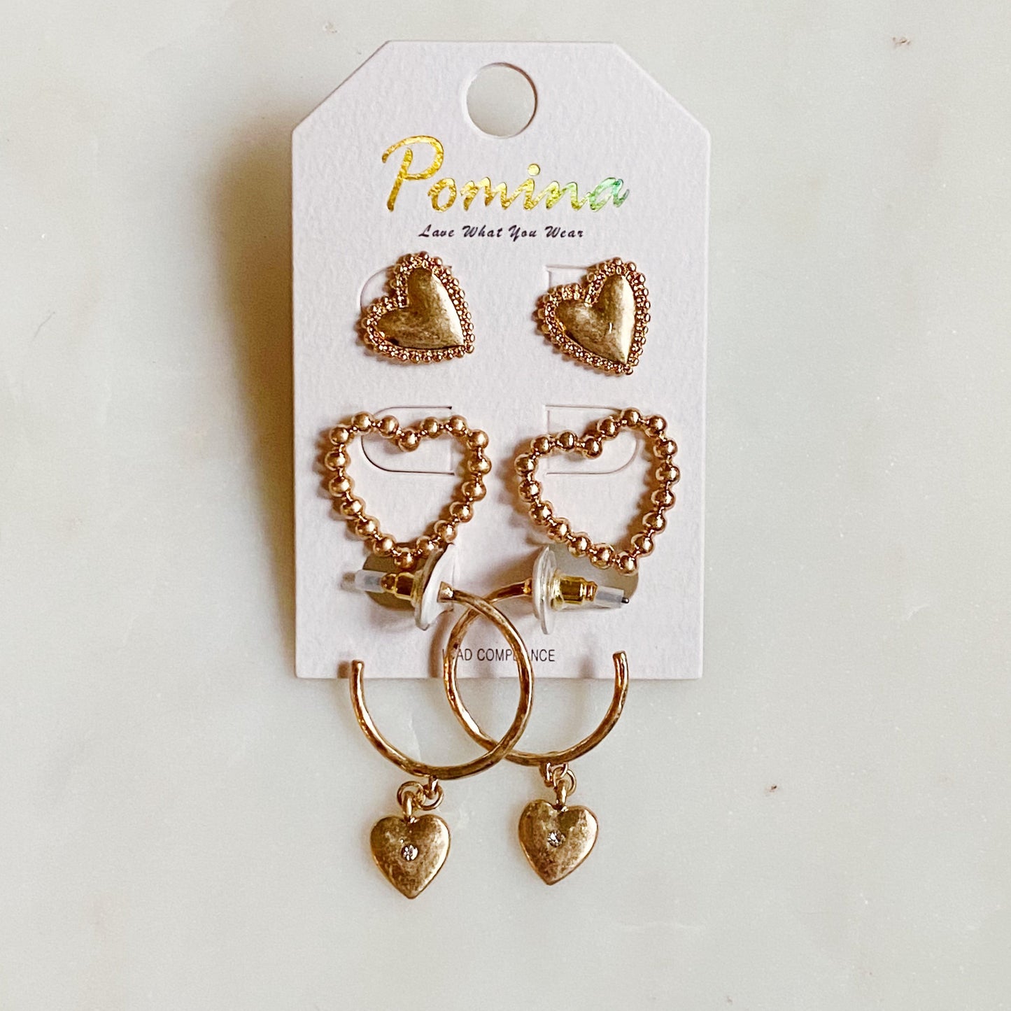 Perfect Heart Earrings Set Of 3 by Ellisonyoung.com