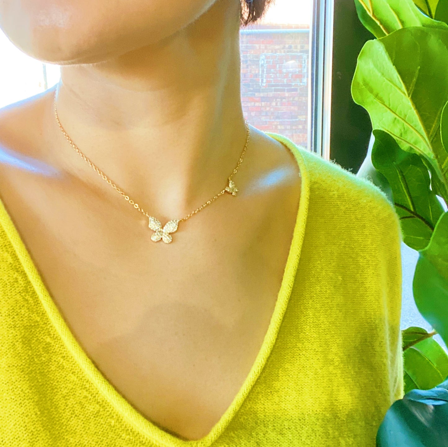 Double Shine Butterfly Necklace by Ellisonyoung.com
