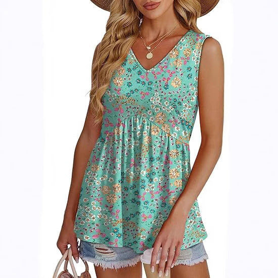 Women's Elegant Sleeveless V-neck Elegant Ruffle Top