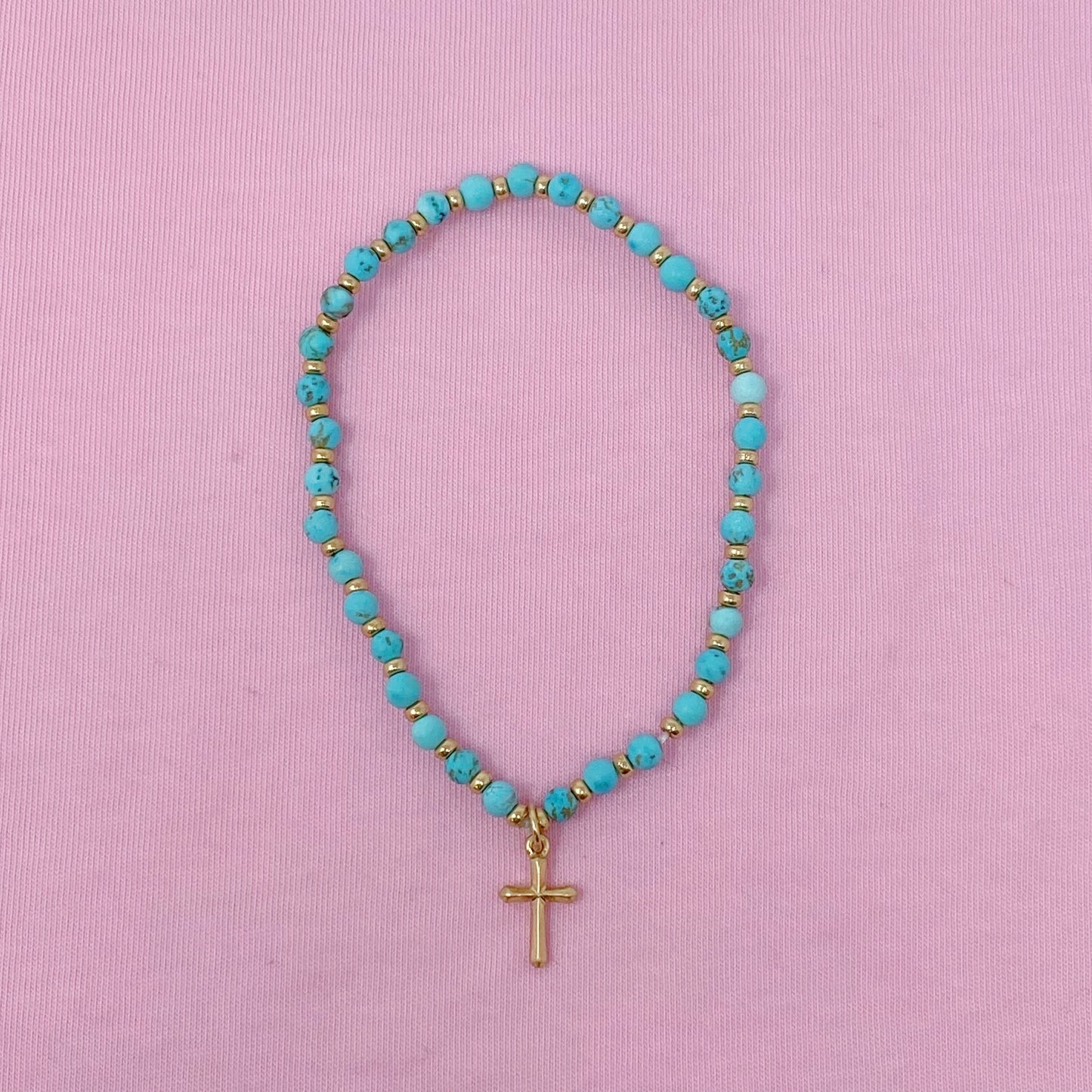 Stone Bead Cross Anklet by Ellisonyoung.com