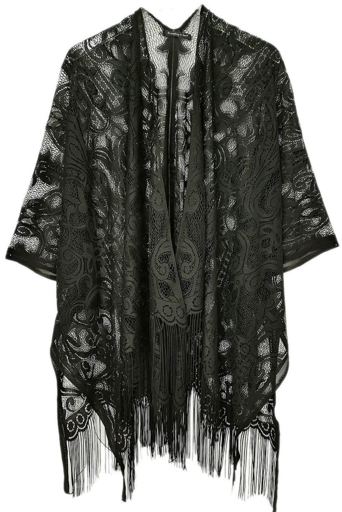 Elegant Lace Fringed Kimono by Ellisonyoung.com