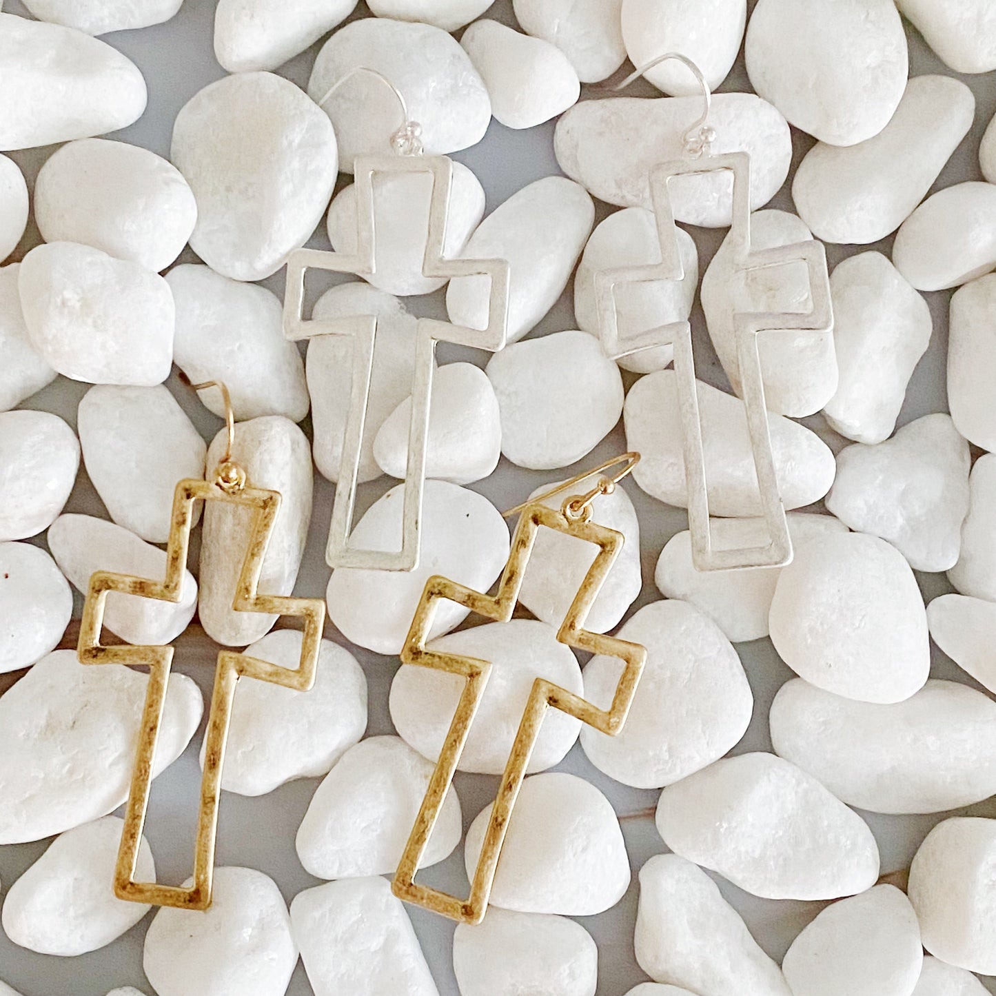 Dangle Cross Outlined Earrings by Ellisonyoung.com