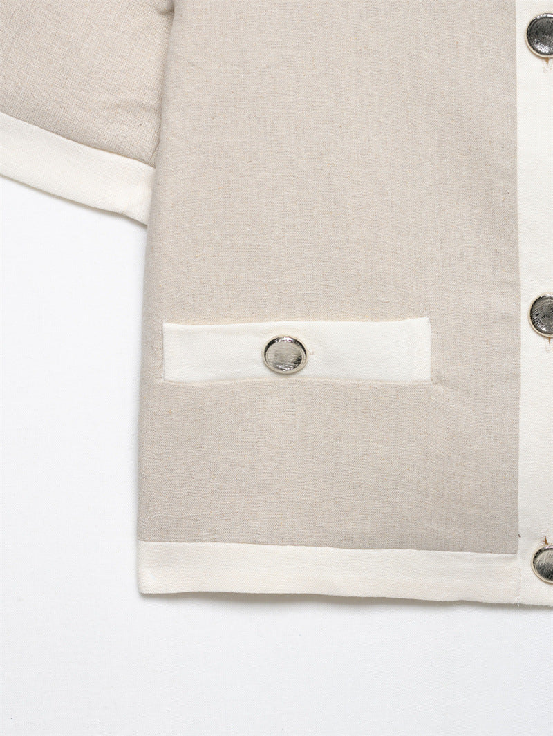 Linen Blended Short Sleeve Suit Coat