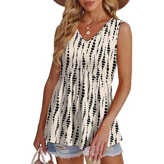 Women's Elegant Sleeveless V-neck Elegant Ruffle Top