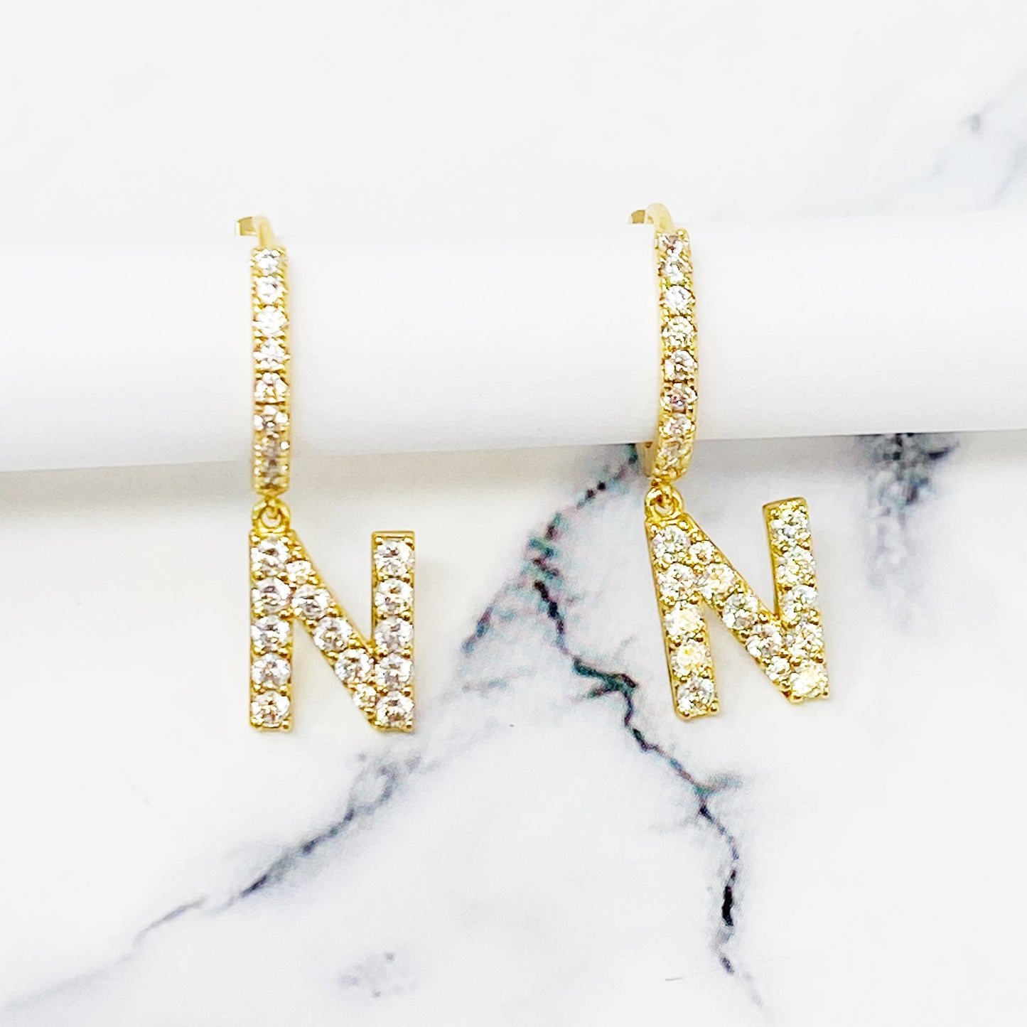 Crystal Initial Drop Earrings by Ellisonyoung.com