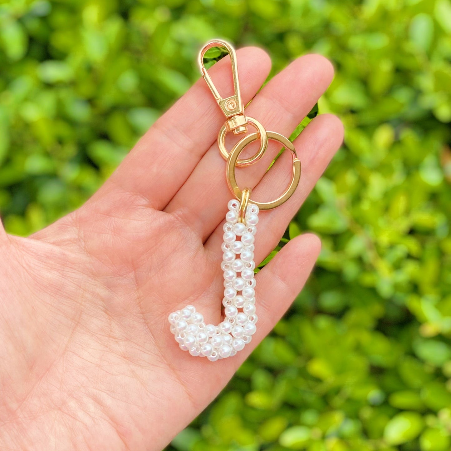 Hand Knitted Retro Pearl Initial Key Chain by Ellisonyoung.com