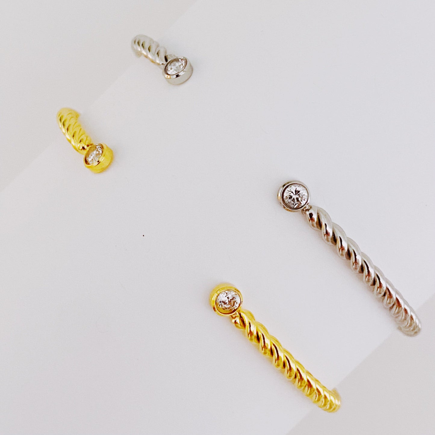 Slim And Cabled Open Bangle Bracelet by Ellisonyoung.com