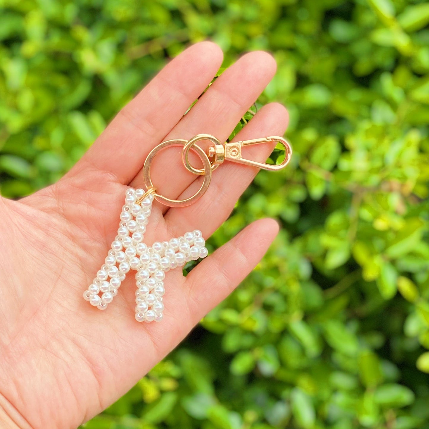 Hand Knitted Retro Pearl Initial Key Chain by Ellisonyoung.com