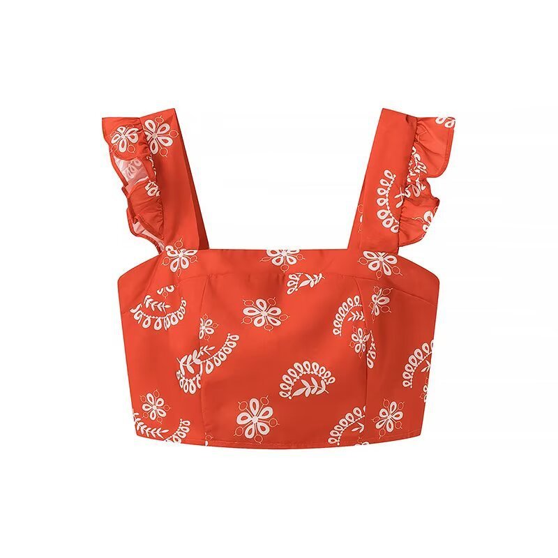Casual Temperament Top Skirt Printing Suit