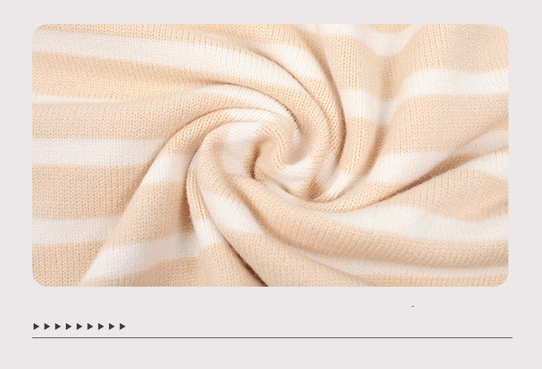 Women's Knitwear Buttons Contrast Striped Sweater